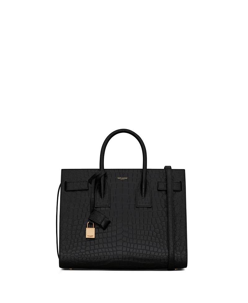 Saint Laurent Sac De Jour in Crocodile-Embossed Leather