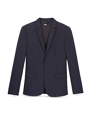 The Kooples Blurry Check Fitted Suit Jacket In Navy/ Black