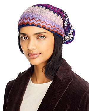 Missoni Cappello Knit Hat In Purple/multi