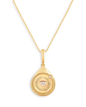 Lotus Pendant with Diamonds in 18K Yellow Gold, 0.02 ct. t.w.