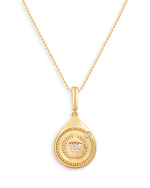 Harakh Lotus Pendant With Diamonds In 18k Yellow Gold, 0.02 Ct. T.w.