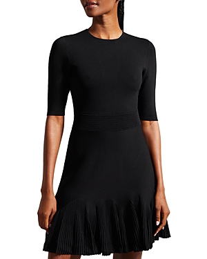 Shop Ted Baker Josafee Knitted Fit And Flare Dress In Black