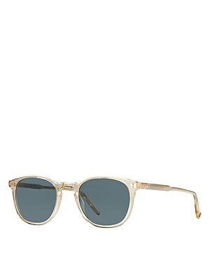 Garrett Leight Kinney Square Sunglasses, 47 Mm In Tan/blue Solid