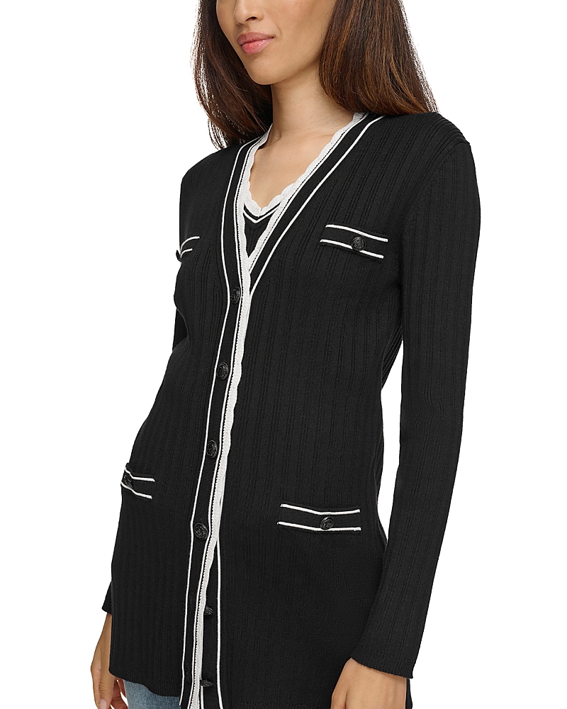 KARL LAGERFELD SCALLOPED TRIM CARDIGAN