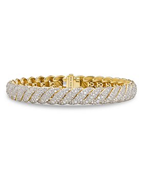 David Yurman - 18K Yellow Gold Sculpted Cable Diamond Pavé Link Bracelet