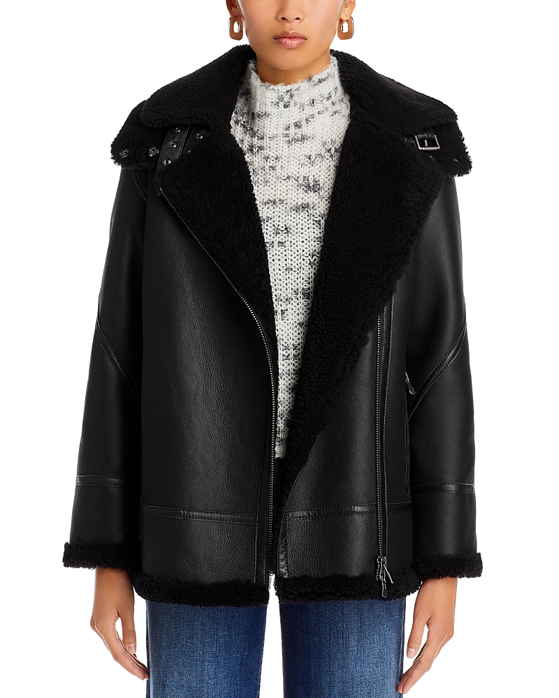 Hiso Martina Shearling Moto Coat