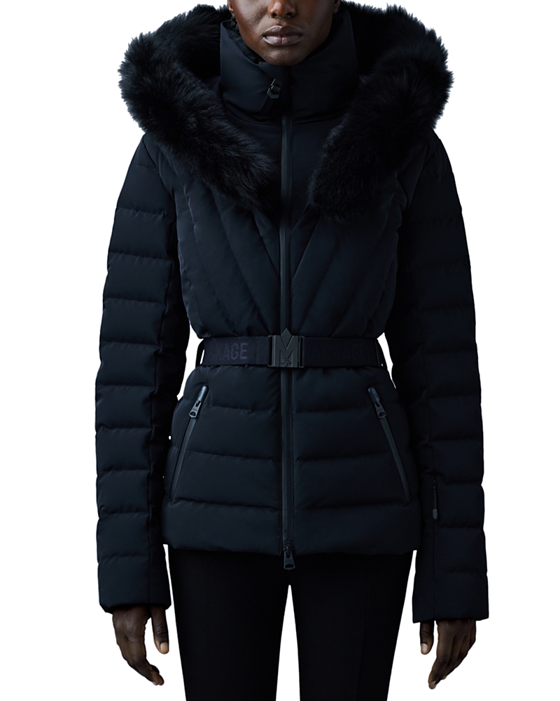 Mackage Elita Down Ski Jacket With Removable Shearling Trim In Black