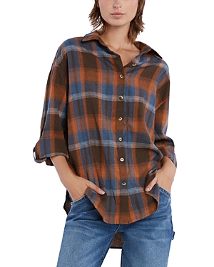 Billy T Oversized Flannel Shirt In Sugar Space Plaid