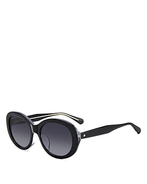 Shop Kate Spade New York Avah Round Sunglasses, 56mm In Black/gray Gradient