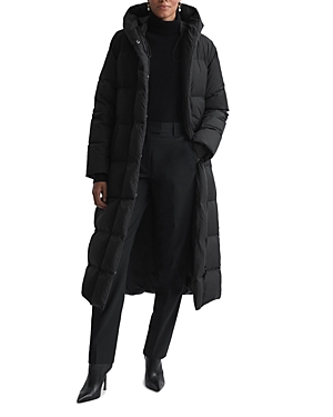 Shop Reiss Larissa Long Length Puffer Jacket In Black