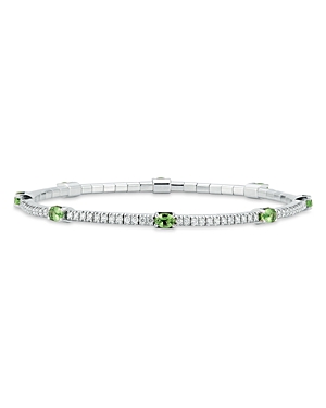 Shop Ex-tensible 18k White Gold Tsavorite & Diamond Stretch Tennis Bracelet In Green/white