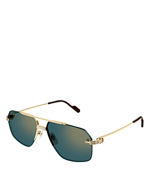 Cartier 24k Gold & Platinum Plated Navigator Sunglasses, 60mm