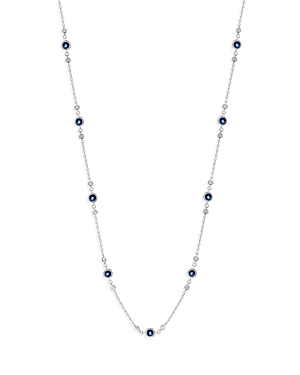 Bloomingdale's Blue Sapphire & Diamond Station Collar Necklace in 14K White Gold, 18