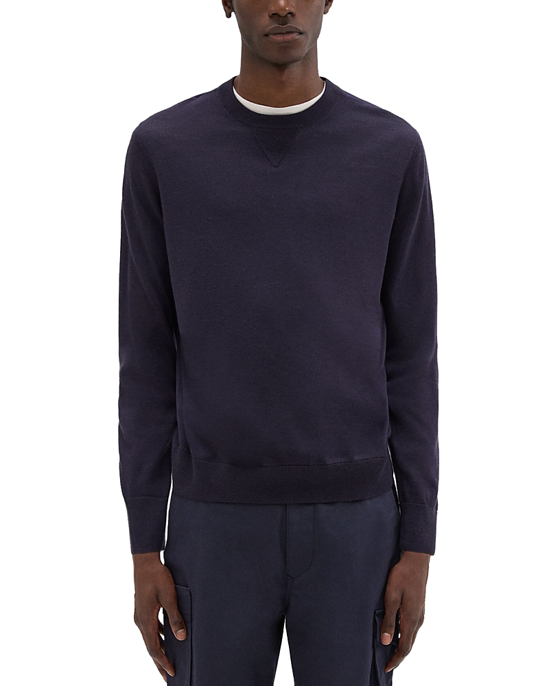 Theory Toby Thermal Wool Blend Sweater In Dark Aubergine/ Aubergine