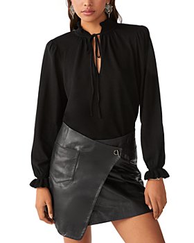 New CHANEL black A line blouse top with ruffle detail at neckline 38 42