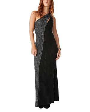Ba&sh Silvine Metallic One Shoulder Gown In Silver