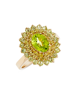 Bloomingdale's Peridot Flower Ring In 14k Yellow Gold In Green/gold