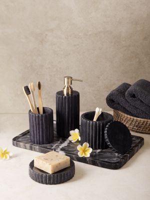  Roksana Black Marble Bath Accessories, Set of 4