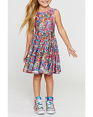 Terez Girls' Rainbow Sprinkles Skater Dress - Little Kid In Multi