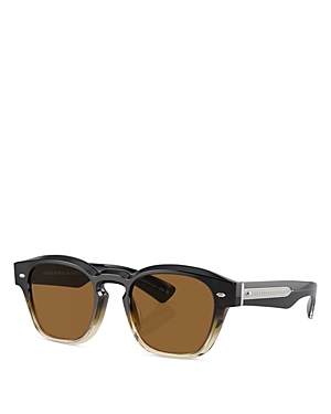 Oliver Peoples Maysen Pillow Sunglasses, 50mm In Black/brown Solid