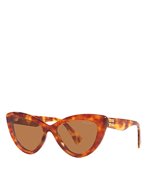 Shop Miu Miu Cat Eye Sunglasses, 54mm In Light Havana/brown Solid