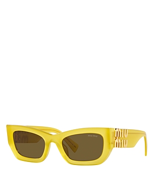 Shop Miu Miu Mu Rectangular Sunglasses, 53mm In Yellow/brown Solid