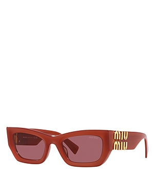 Shop Miu Miu Mu 09ws Rectangular Sunglasses, 53mm In Red/pink Solid