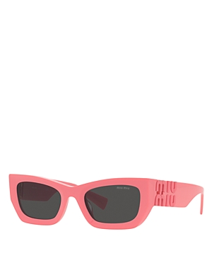 Shop Miu Miu Mu Rectangular Sunglasses, 53mm In Pink/gray Solid