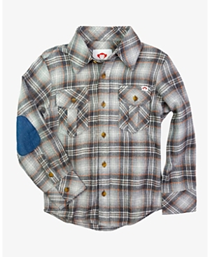 Shop Appaman Boys' Flannel Shirt - Little Kid, Big Kid In Grey/organge Plaid