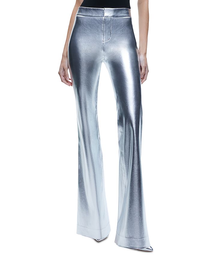Alice and Olivia Mid Rise Faux Leather Wide Leg Pants | Bloomingdale's