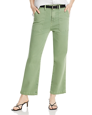 Analeigh High Rise Straight Leg Jeans in Sulfur Forest Green