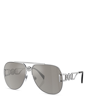 Shop Versace Aviator Sunglasses, 63mm In Silver/gray Mirrored Solid