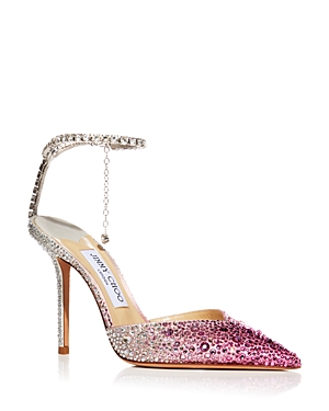 Shop Jimmy Choo Women's Saeda 100 Embellished Pointed Toe Pumps In Candy Pink/silver