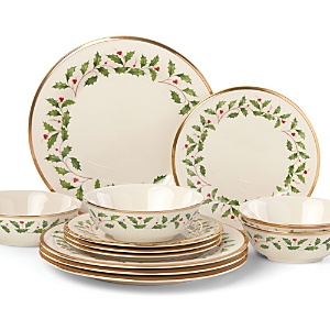 Lenox Holiday 12-piece Dinnerware Set In Red/green