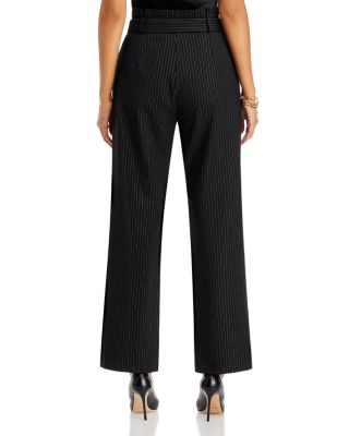 T Tahari Pinstriped Belted Pants