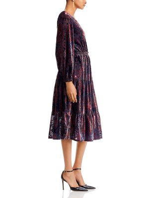 Paisley Burnout Velvet Midi Dress