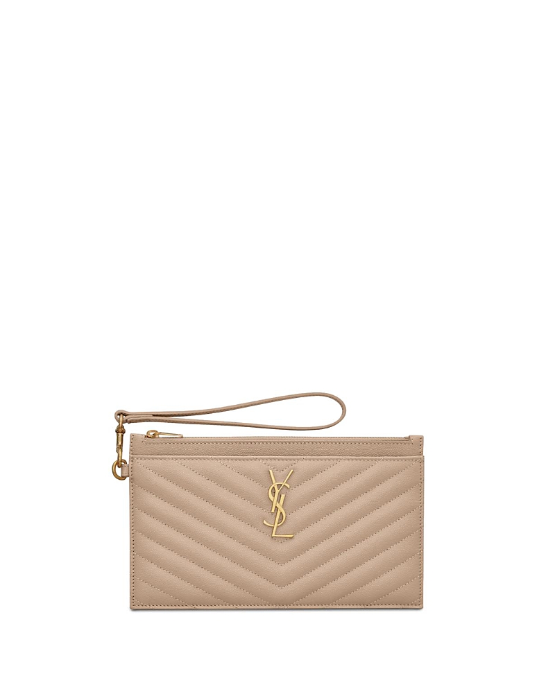 Saint Laurent Monogram Quilted Leather Wallet Clutch
