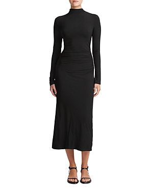 Vince Mock Neck Ruched Midi Dress