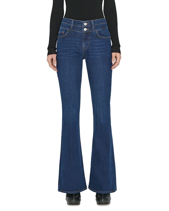 FRAME Double Waistband High Rise Flare Jeans in Majesty | Bloomingdale's
