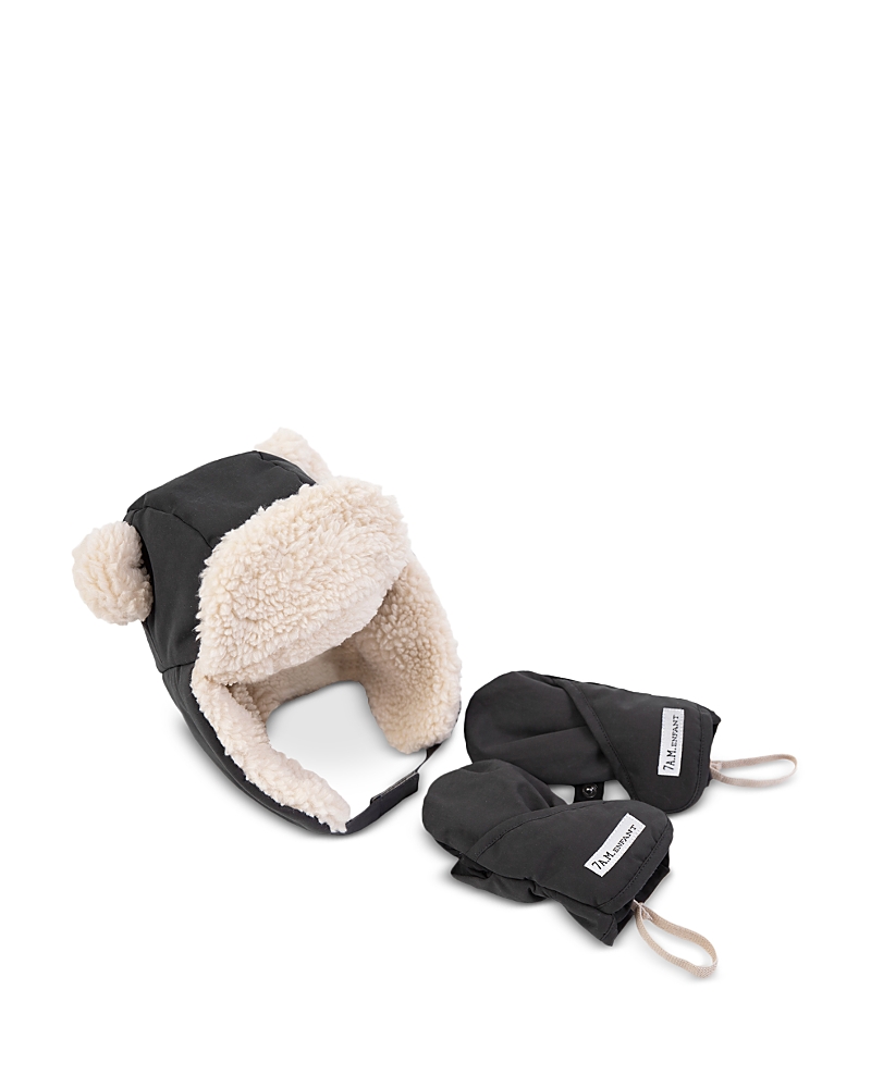 7am Enfant Unisex The Cub Hat & Benji Mittens Set - Baby In Smokey