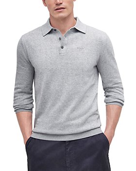 Vince Lace Stitch Long Sleeve Polo Shirt