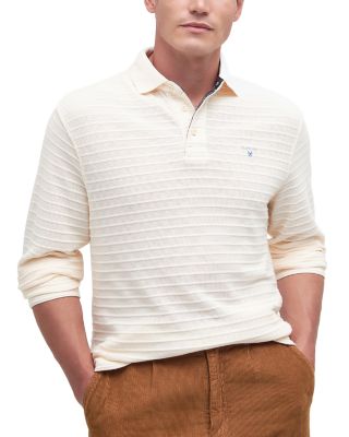 Barbour - Cramlington Piqu&eacute; Textured Stripe Long Sleeve Polo Shirt