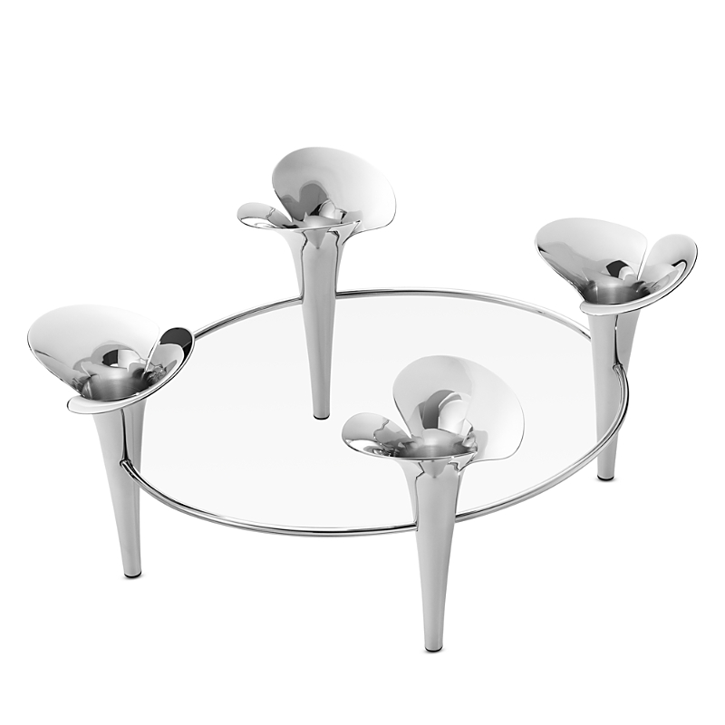 Georg Jensen Bloom Taper Candleholder In Silver