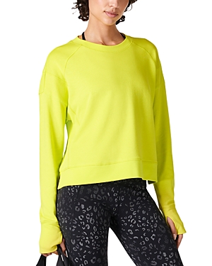 Sweaty Betty After Class Cropped Sweatshirt In Acid Yellow