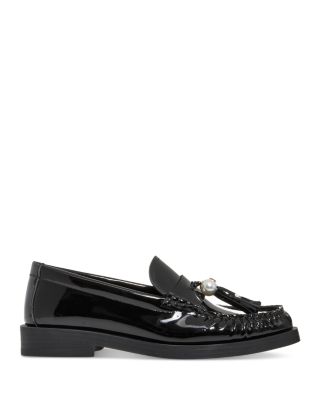 Women&#39;s Addie Patent Leather Imitation Pearl Tassel Loafers 