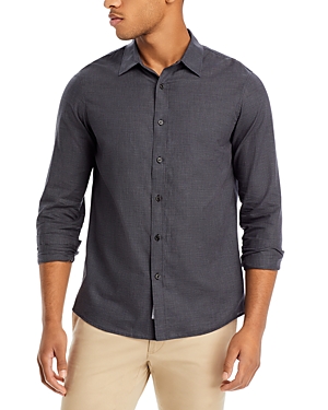 Shop Michael Kors Classic Fit Long Sleeve Button Front Shirt In Ash Melange
