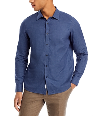 Shop Michael Kors Classic Fit Long Sleeve Button Front Shirt In Danish Blue