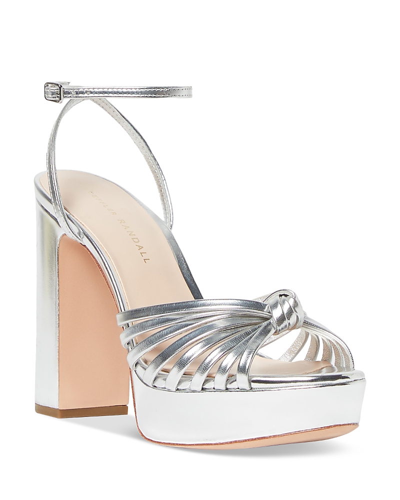 Loeffler Randall Rivka Mirrored-leather Platform Sandals In Silver