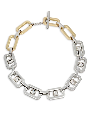 Allsaints Geometric Link Collar Necklace, 17.5 In Silver/gold