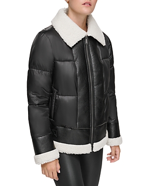 Marc New York Faux Shearling Trimmed Jacket In Black